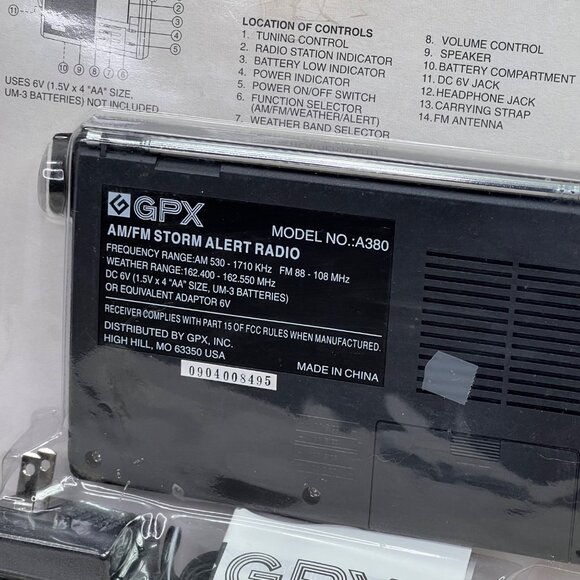 GPX Weather Radio AM FM Storm Alert A380 NOAA Channel Battery & AC Power NIP - Picture 5 of 5